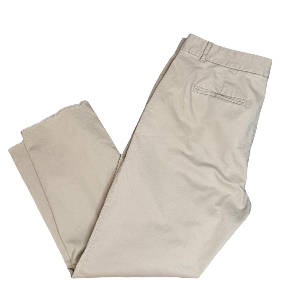 Beige Twill Straight Leg Raw Hem Pants Size 10